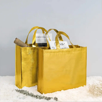 Sac de shopping réutilisable pliable irisé en non-tissé argenté doré métallisé laser pp Sac fourre-tout à sublimation Fermeture à glissière Logo personnalisé