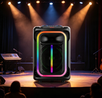 Altavoz Bluetooth de 100W RMS de Alto Volumen, Altavoz de Karaoke Recargable para Exteriores con Luces LED de Colores