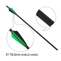 Flèches de carabine à poulies en carbone de 20 pouces (7,62 mm) les plus vendues avec pointes en acier et ailettes en plastique de 3 pouces en forme de bouclier lunaire pour la chasse et le tir