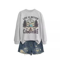 Sweat-shirt à col rond pour femme à manches longues, en stock en gros sur palette, prêt à l'emploi, pour la vente en gros, l'exportation et la commercialisation aux détaillants de vêtements.