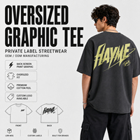 Camiseta de Manga Corta Extra Grande Personalizada con Impresión de Logotipo en la Espalda, Estilo Urbano Premium