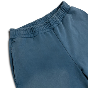 Pantalones de chándal de pierna ancha de alta calidad con estampado de plantas y espadas en azul gris vintage, con dobladillo deshilachado y desgastado, estilo streetwear para hombre - Product Image 6