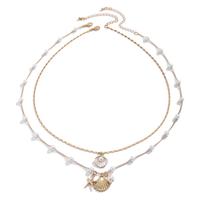 Collier pour femme Bowei, style européen et américain, imitation perle, chaîne en alliage de bambou, pendentif étoile de mer