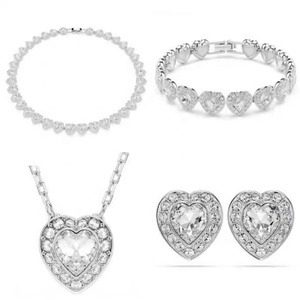 <span class=keywords><strong>Collier</strong></span> Fleur en Acier Inoxydable Entièrement Sertie de Diamants, Ensemble de Bijoux Romantique <span class=keywords><strong>et</strong></span> Luxueux en Zircon - Product Image 2