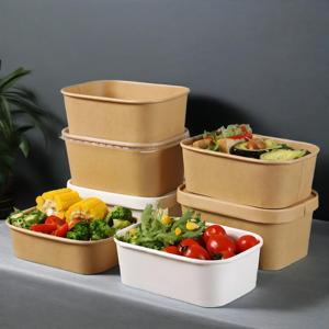 ชามใส่สลัดทำจากกระดาษแบบใช้แล้วทิ้งชามทรงสี่เหลี่ยมผืนผ้าใช้กับอาหารได้ตามต้องการ - Product Image 5