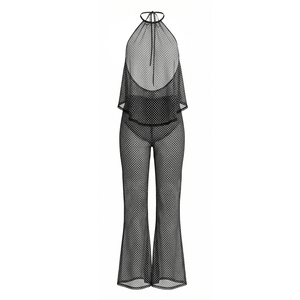 Ensemble pantalon femme Viviblook Y26ST135 – Débardeur dos nu à pois rétro et pantalon évasé transparent – Ensemble décontracté deux pièces - Product Image 5