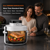Friteuse à air en verre OEM ODM 1800W, non toxique, 3QT 5QT 7QT, bol en verre borosilicate trempé, cuisson sans huile pour la cuisine domestique