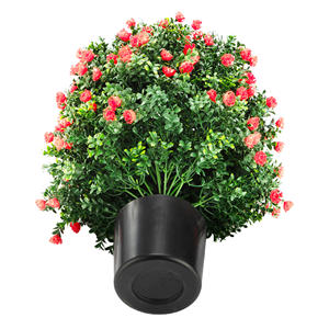 2-Pack Pohon Bola Topiary Mawar Buatan Tinggi 21,6 inci, Tanaman Hias Tahan UV Terlihat Seperti Asli untuk Dalam & Luar Ruangan, Rumah, Taman, Merah - Product Image 2