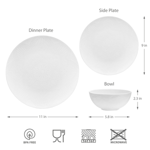 Offre spéciale Ensemble de vaisselle en mélamine blanche de luxe 12 pièces Ensembles d'assiettes de qualité supérieure - Product Image 2