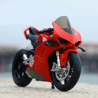 Modèle de moto miniature en alliage de zinc moulé sous pression, à rétrofriction, échelle 1:12, noir et rouge, objet de collection
