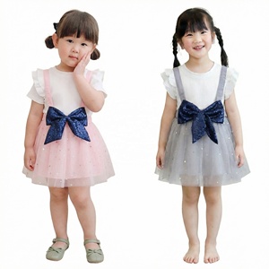 Vestito Estivo Senza Maniche per Bambine 2025, Versione Coreana del Grazioso Abito Principessa in Tulle, Vestito alla Moda per Bambine con Grande Fiocco - Product Image 1