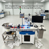 Système d'inspection visuelle et de codage laser UV à alimentation automatique intégrée BMG, machine de marquage de bouchons de bouteilles à disque rotatif
