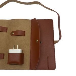 Large capacity leather data <b>cable</b> storage roll bag, travel storage digital product storage bag, foldable <b>charging</b> <b>cable</b> bag - Product Image 3