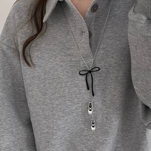 Collana lunga con coulisse semplice con fiocco per donna alla moda coreana maglione catena di tendenza accessori per gioielli regali - Product Image 4