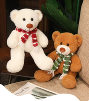 Adorable Ours en Peluche Marron de Noël pour Enfants et Adolescents, Grande Écharpe Douce, Poupée en Peluche pour Décoration Intérieure