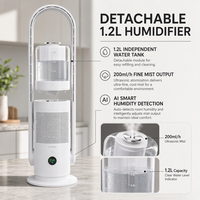 Kipas Tanpa Baling-Baling 3 in 1 Smart Bladeless Fan H13 HEPA Air Purifier Ultrasonic Humidifier Tangki 1.2L 9 Kecepatan Remote Timer Standing