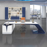 Bureau de direction en forme de L en bois massif de luxe moderne pour l'école, usage professionnel, mobilier de bureau durable et écologique avec rangement