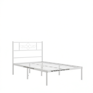 Cadre de lit simple en métal, acier blanc thermolaqué, élégant et durable, meubles de chambre à coucher - Product Image 1