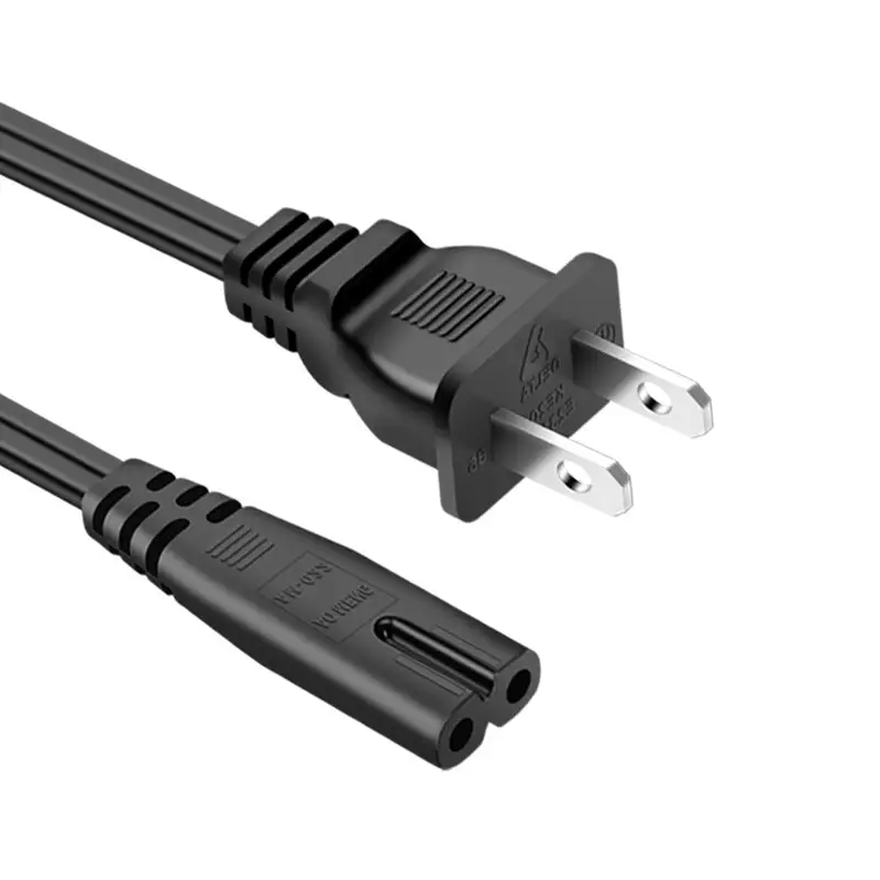 Cable de alimentación de cobre puro de PVC negro NEMA IEC 3ft C7 de 1 metro para electrodomésticos/enchufe de ordenador de 2 pines