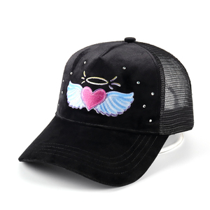 BSCI OEM Custom 5 pannelli ricamo Logo sport in cristallo Baseball berretto da camionista da donna a scatto a maglia Corras Hip Hop performance - Product Image 1