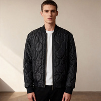 Blouson Bomber Vintage Brodé Personnalisé Hiver Homme Femme Col Montant Matelassé Tissu Laine Fermeture Éclair OEM Noir Logo Avant
