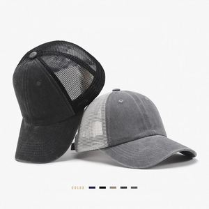 Custom 3D Embroidery Unisex Summer Outdoor Sports Mesh Blank Washed Cotton <b>Baseball</b> <b>Cap</b> Vintage Trucker Hat for Men - Product Image 1