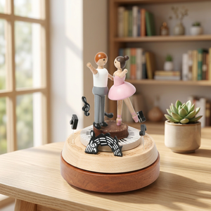 Caja de Música de Madera Moderna Personalizada para Parejas, Estilo Vintage, Doble Movimiento, Baile de Invitación, Artesanía en Madera, Cumpleaños, Aniversario - Product Image 3