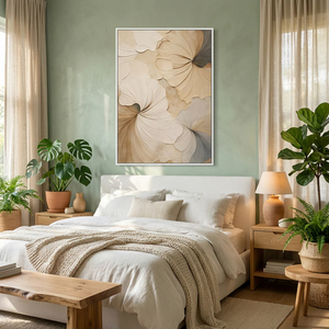 Original Oil Painting on Floral Canvas Flowers Texture Wall Art <b>Large</b> Textured Hand Painted Artwork Neutral for Living Room - Product Image 5