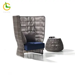 Wholesale latest high back antique modern high standard small round wicker rattan sofa for villa and garden