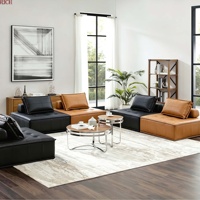 Quadratisches Modulares Sofa Würfelblock Leder Stoff Ottoman Sofa Frei Kombinierbares Sektionalsofa für Moderne Apartments Wohnzimmer Hotel