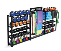 Étagère de rangement multifonction en acier et métal pour équipement de musculation et kettlebells