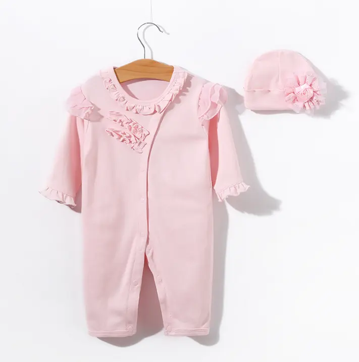 Romper katun lembut motif bunga untuk bayi perempuan kecil Anda