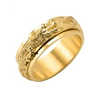 Bague rotative vintage en acier inoxydable pour homme, motif dragon torsadé, style gothique punk