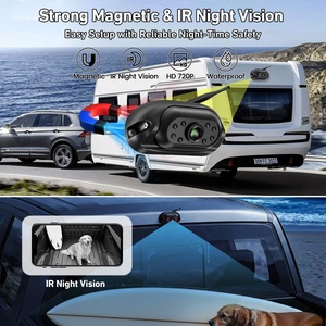 Caméra de <span class=keywords><strong>voiture</strong></span> sans fil HD WiFi 5G avec panneau <span class=keywords><strong>solaire</strong></span>, installation magnétique, alarme d'angle mort IA, DVR avant/arrière pour camion, bus, camping-car, fourgonnette - Product Image 2