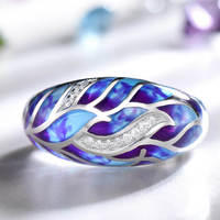Cincin Kawin Enamel Bunga Buatan Tangan S925 Warna-warni Mode Eropa dan Amerika Terbaru