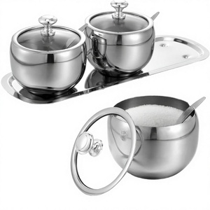 Stainless Steel Kitchen Condiment Storage Bowls Lid Spoon Herb <b>Spice</b> Tools Seasoning <b>Holder</b> Sugar Container <b>Spice</b> Organizer - Product Image 2