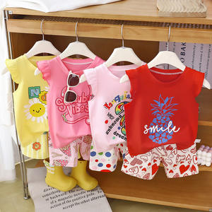 Conjunto de Chaleco y Pantalones Cortos para Niños 2025, Estilo Casual de Verano, Sin Mangas, Estampado de Animales/Dibujos Animados, <span class=keywords><strong>Ropa</strong></span> para Bebés Niños y Niñas - Product Image 1