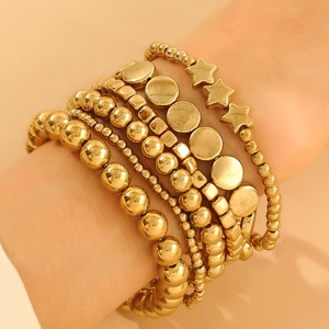 All'ingrosso colore oro dolce coppia cool stile spiaggia fatto a mano perline elastico a forma di stella bracciale rotondo braccialetto di perline set per le donne - Product Image 1