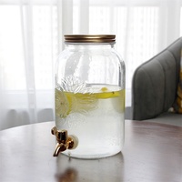 Vente en gros de bocal Mason en verre transparent 3L, distributeur de boissons en verre à jus à grand volume avec robinet