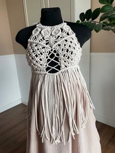 Boho Burning Man Outfit Festival Vêtements Robe de maternité de plage faite à la main Robes en macramé - Product Image 4