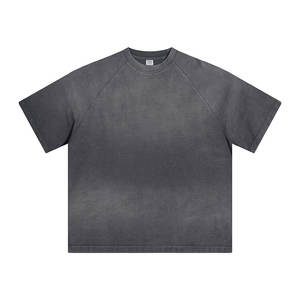 T-shirt 310G en coton lourd pour hommes, avec logo personnalisé, lavage de singe en détresse, épaules tombantes, manches courtes surdimensionnées, tricoté - Product Image 2