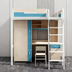 Lit superposé moderne en métal pour enfants et <span class=keywords><strong>adultes</strong></span>, avec bureau, chaise et échelle, idéal pour les dortoirs scolaires, les auberges de jeunesse et les chambres. - Product Image 3