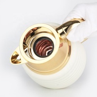 Carafe à miel en forme de pot de miel RTS, bouton diamanté, 1.0 litre, revêtement doré, corps en verre, carafe à vide