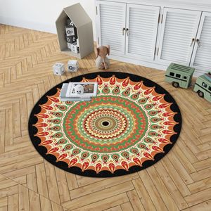 พรมลายเหรียญเปอร์เซียทรงกลม Wan Xinlong ขนาด 150 ซม. ดูแลรักษาง่าย เหมาะสำหรับห้องนอน ห้องนั่งเล่น ตกแต่งบ้าน ทำความสะอาดง่าย ซักด้วยน้ำได้ - Product Image 4