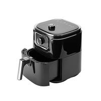 Bouton rotatif 5.5L 1450W Friteuse à air chaud sans huile Panier croustillant rapide Minuterie de nettoyage facile Cadran de température Cuisson silencieuse Noir Friteuse à air saine