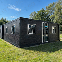 Maison conteneur extensible FLKT moderne de 20 pieds, résistante aux intempéries et au feu, avec salon prêt à l'emploi, double aile, installation rapide, mini-maison portable