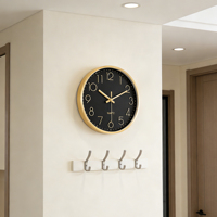 Reloj de Pared de Lujo con Esfera Negra Sofisticada de 12 Pulgadas, Números 3D, Movimiento de Cuarzo, Estilo Vintage para Restaurantes y Cafés de Alta Gama