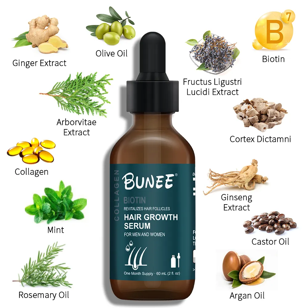 Tout nouveau produit 100% sérum capillaire chauve bio Anti perte de cheveux stimulant Bition huile de ricin huile de croissance des cheveux pour hommes et femmes