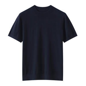 Camicia 100% da <span class=keywords><strong>uomo</strong></span> a girocollo tinta unita in lana Merino tinta unita a maniche corte lavorata a <span class=keywords><strong>maglia</strong></span> - Product Image 3