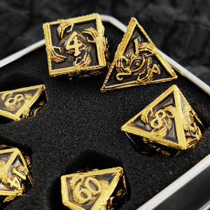 Dés à main en métal D&D, polyédriques solides, <span class=keywords><strong>RPG</strong></span>, Donjons et Dragons, dés de table, dés en métal COC, dés à œil de démon - Product Image 3